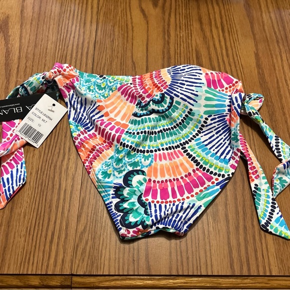 NWT La Blanca Waves of Color Side Tie Hipster Bikini Bottom Swim Size 10 - Picture 5 of 5